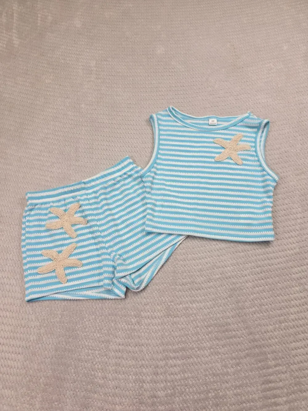 Girls 2 Piece Set Size 11 Starfish Patterned Shorts & Tank Set